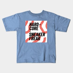 Hard-core Sneaker Freak on White Background Kids T-Shirt